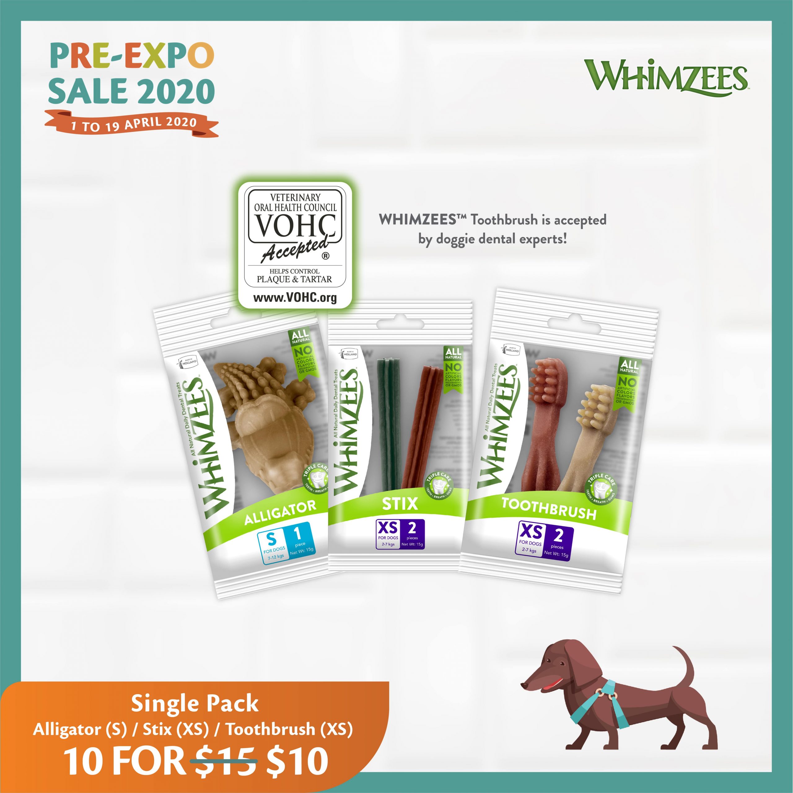 Pre-Expo Sale 2020 - Whimzees Single Pack 10 for $10 Deal