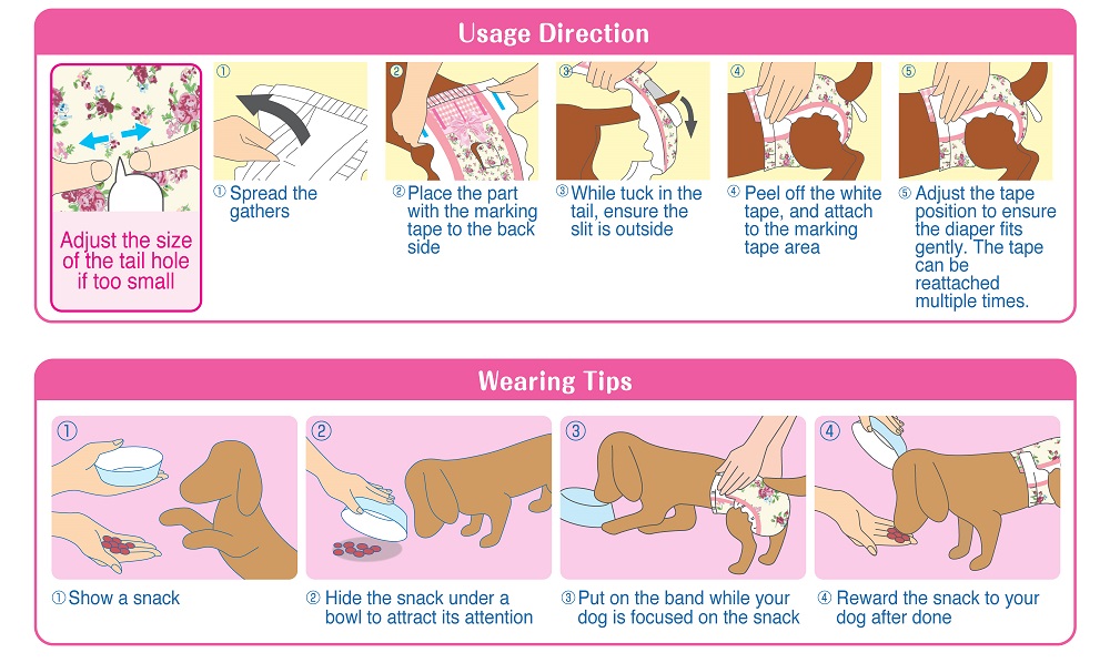 Unicharm Manner Wear Dog Diaper (Female) - Usage Directions